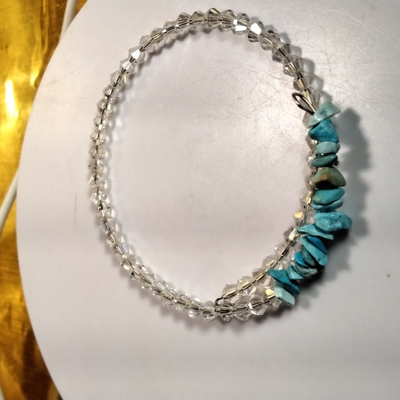 Lorena Espinoza Design Jewelry - Turquoise and crystal bracelet cuff